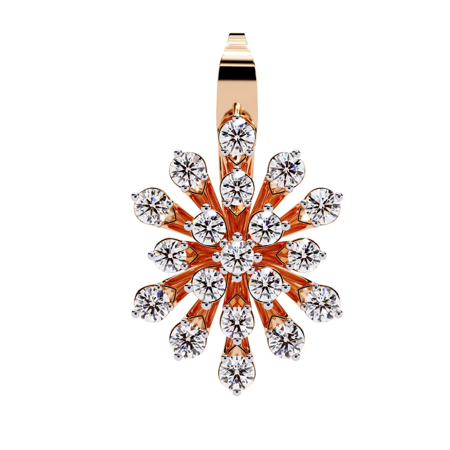Celeste Bloom – Diamond Burst Drop Earrings in 14K Gold