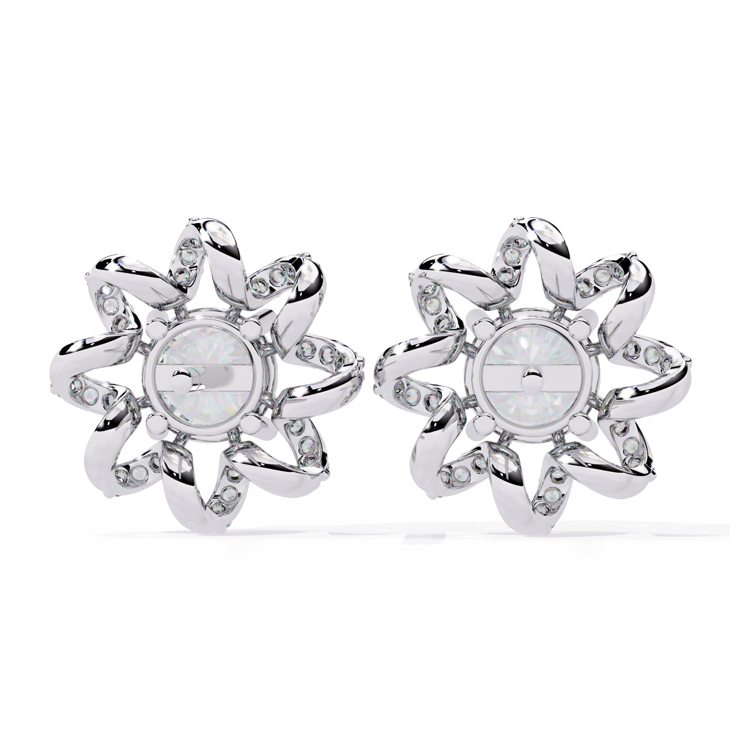 Radiant Bloom – Diamond Floral Halo Studs in 14K Gold