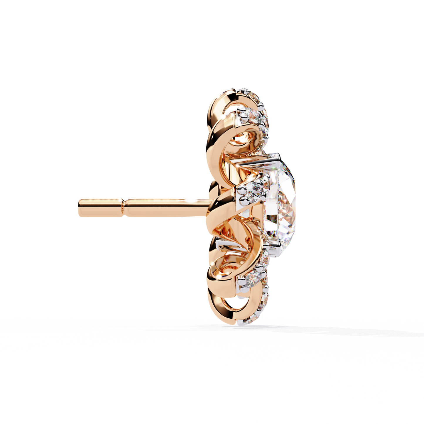 Radiant Bloom – Diamond Floral Halo Studs in 14K Gold