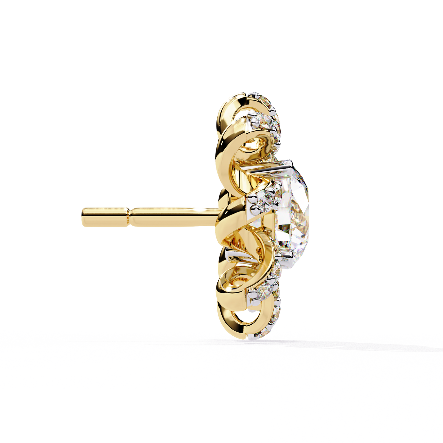 Radiant Bloom – Diamond Floral Halo Studs in 14K Gold