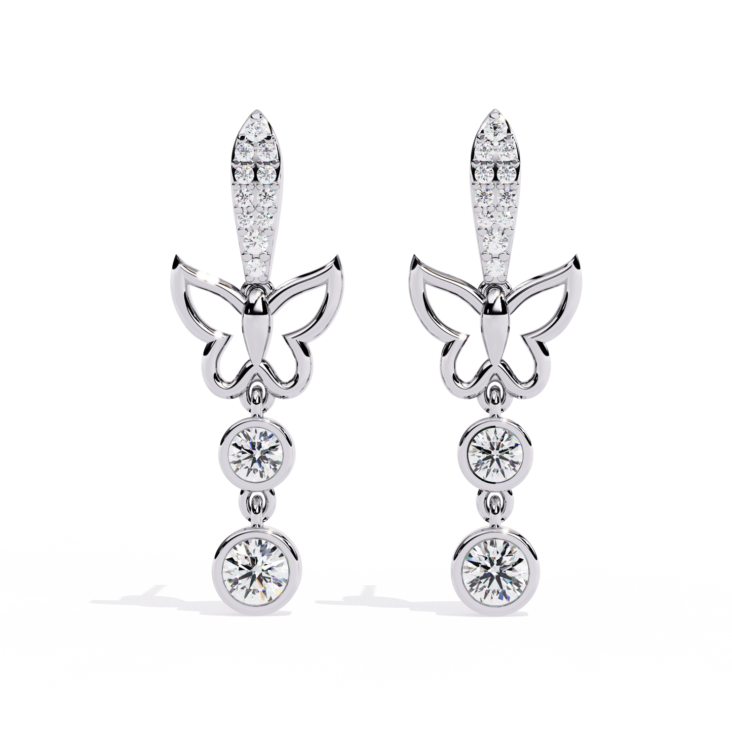 Papillon Drape – Diamond Butterfly Drop Earrings in 14K Gold