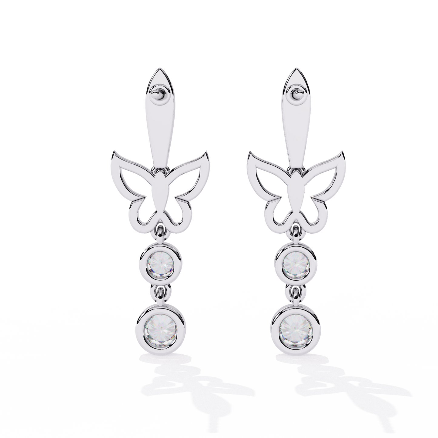 Papillon Drape – Diamond Butterfly Drop Earrings in 14K Gold