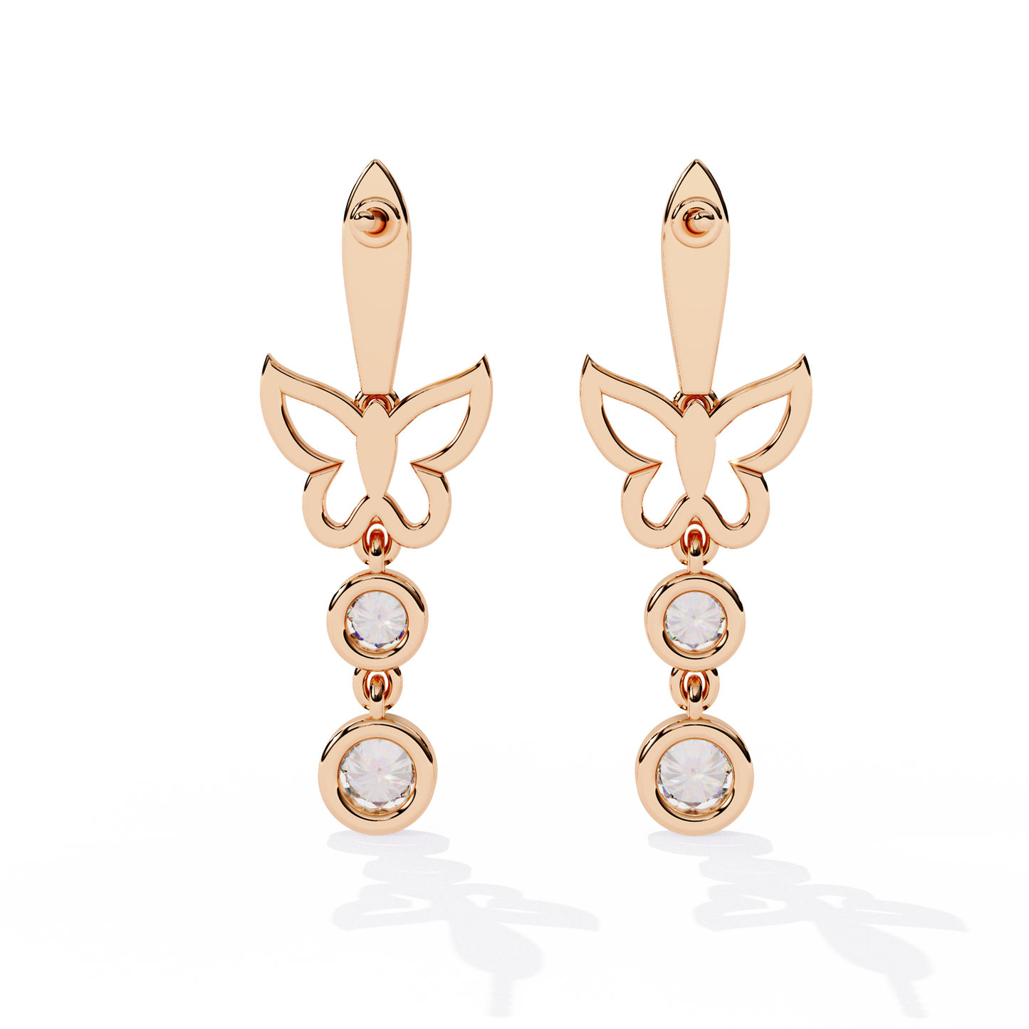 Papillon Drape – Diamond Butterfly Drop Earrings in 14K Gold