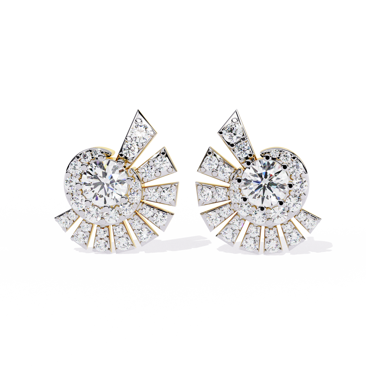 Solstice Swirl – Lab Diamond Radiant Burst Earrings in 14K Gold
