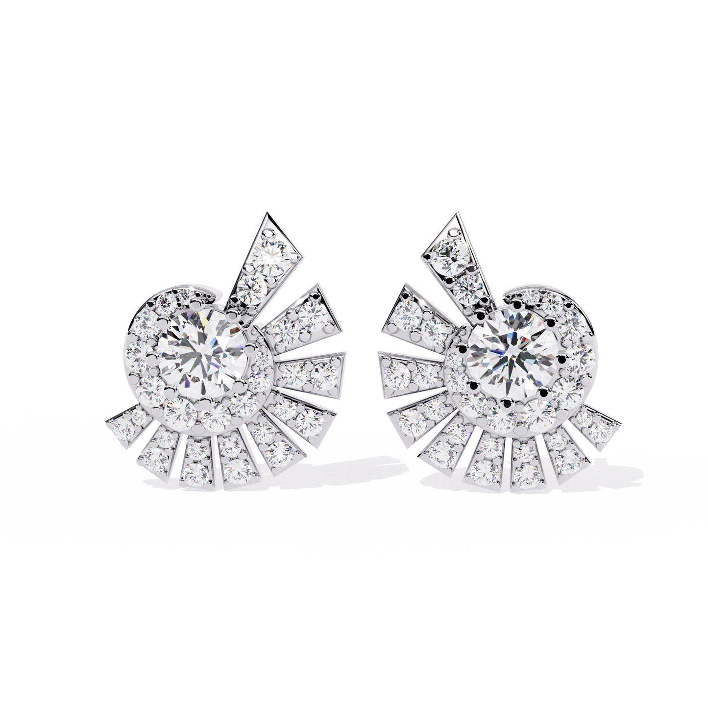 Solstice Swirl – Lab Diamond Radiant Burst Earrings in 14K Gold