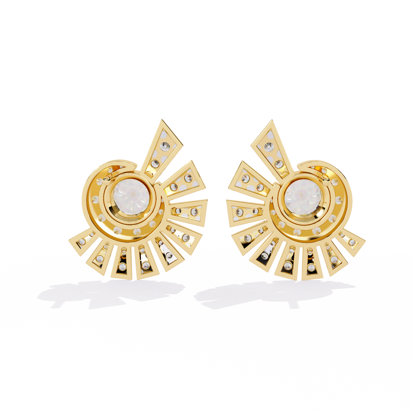 Solstice Swirl – Lab Diamond Radiant Burst Earrings in 14K Gold