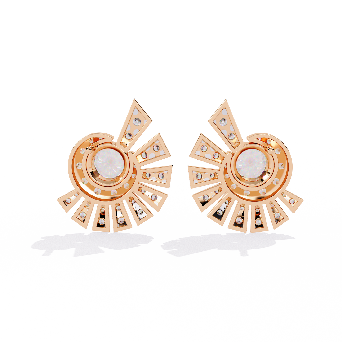 Solstice Swirl – Lab Diamond Radiant Burst Earrings in 14K Gold