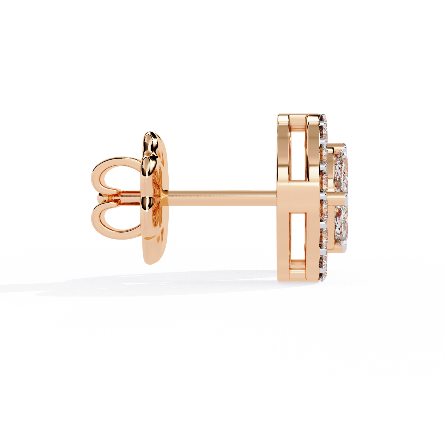Lumière Crest – Princess & Marquise Lab Diamond Halo Studs in 14K Gold