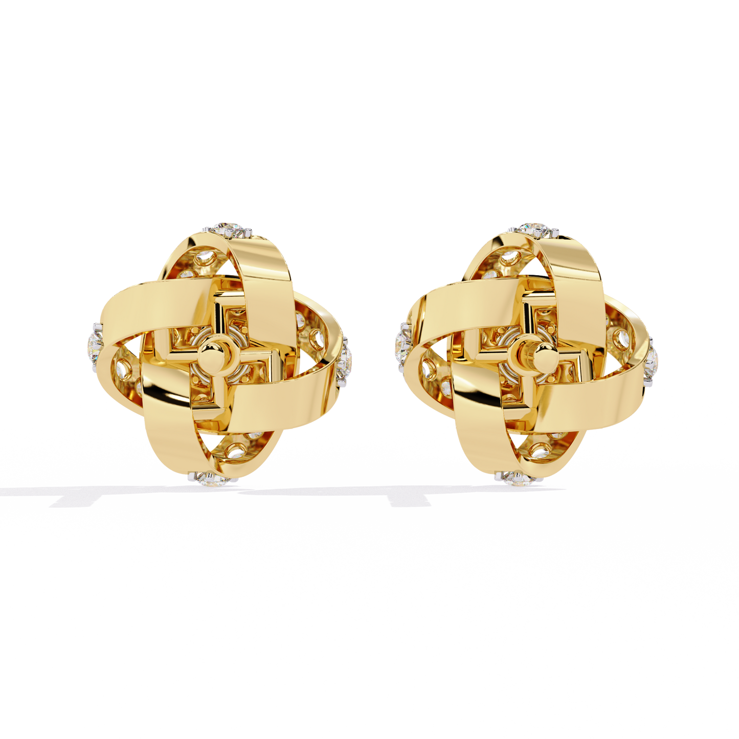Petal Swirl – Lab Diamond Floral Knot Stud Earrings in 14K Gold
