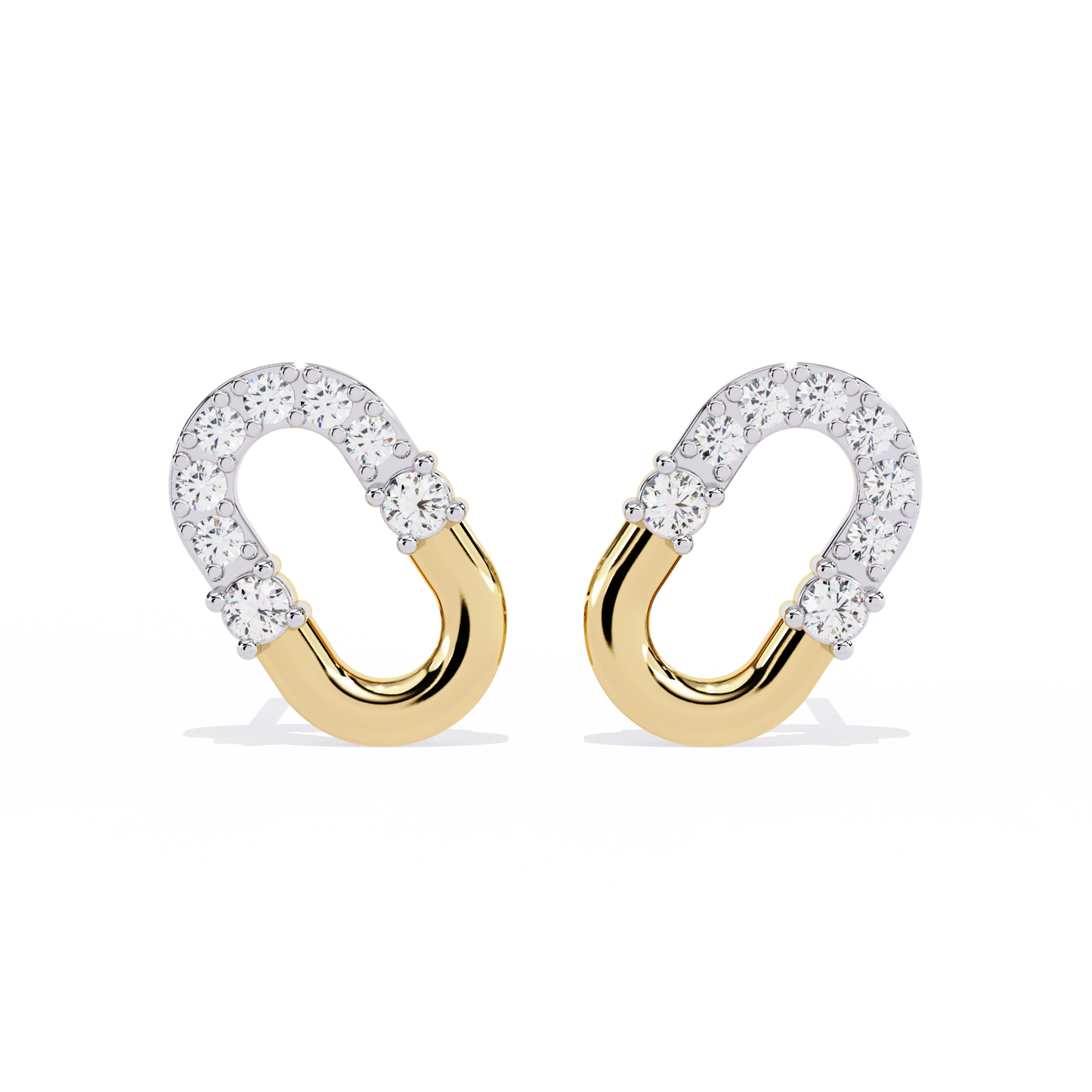 Diamond Bar Loop – Lab Diamond Pavé Lock Earrings in 14K Gold