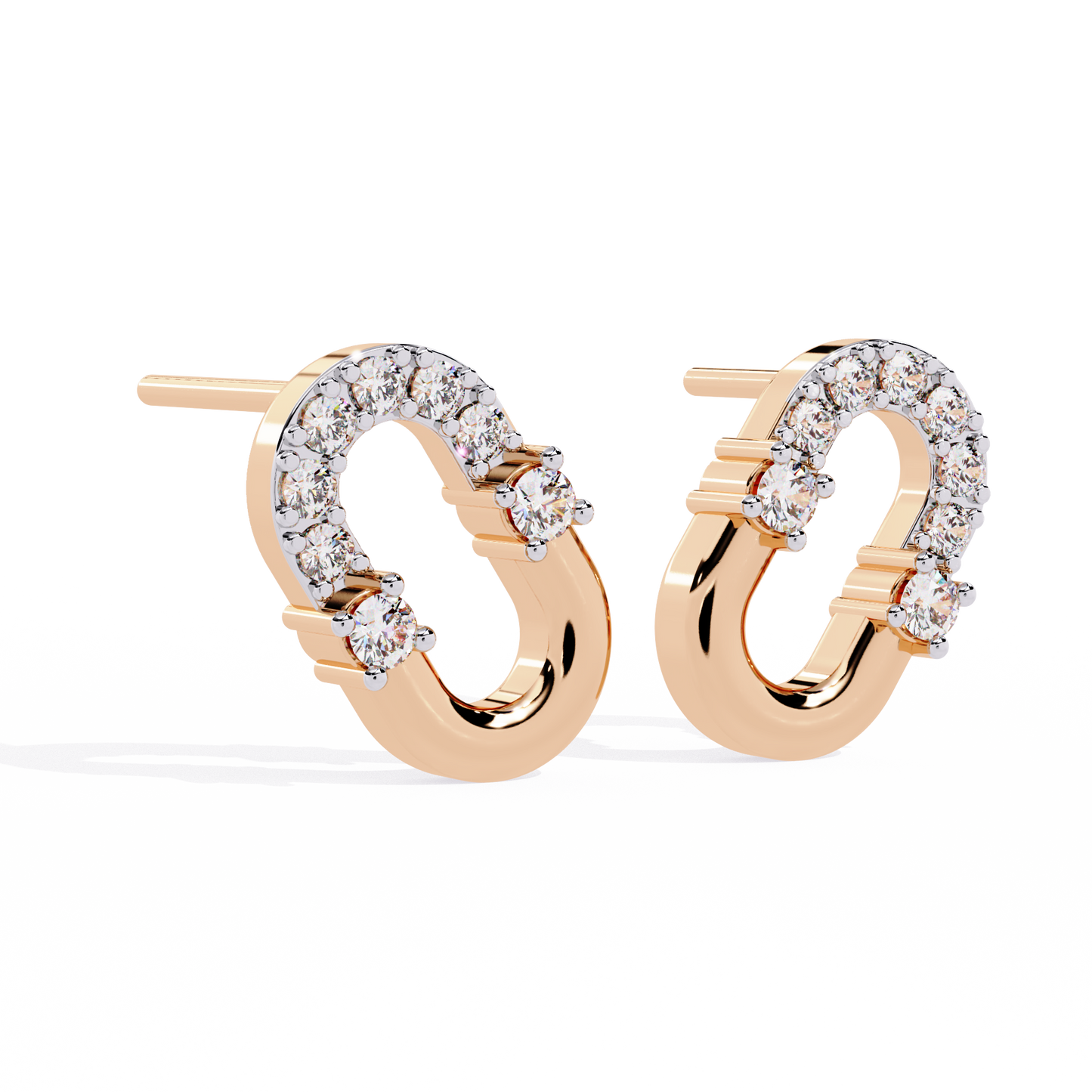 Diamond Bar Loop – Lab Diamond Pavé Lock Earrings in 14K Gold