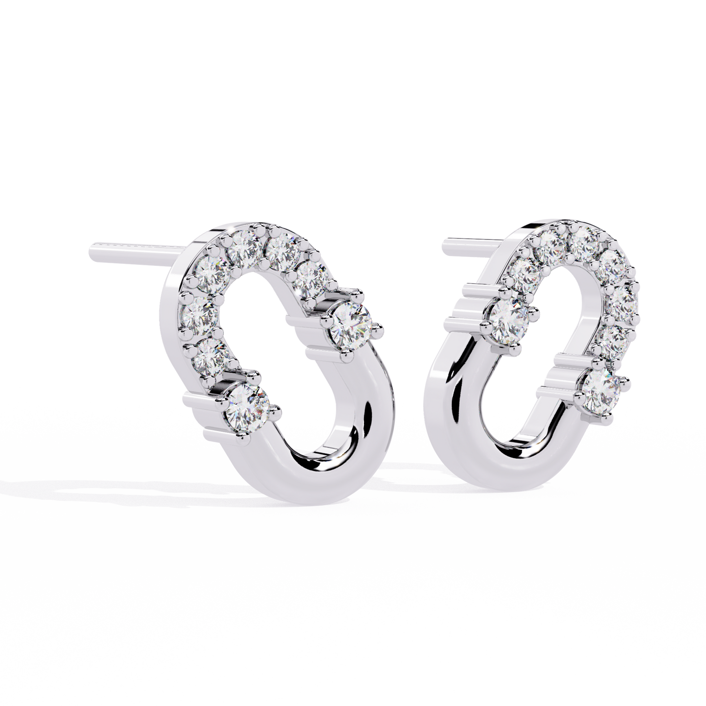 Diamond Bar Loop – Lab Diamond Pavé Lock Earrings in 14K Gold
