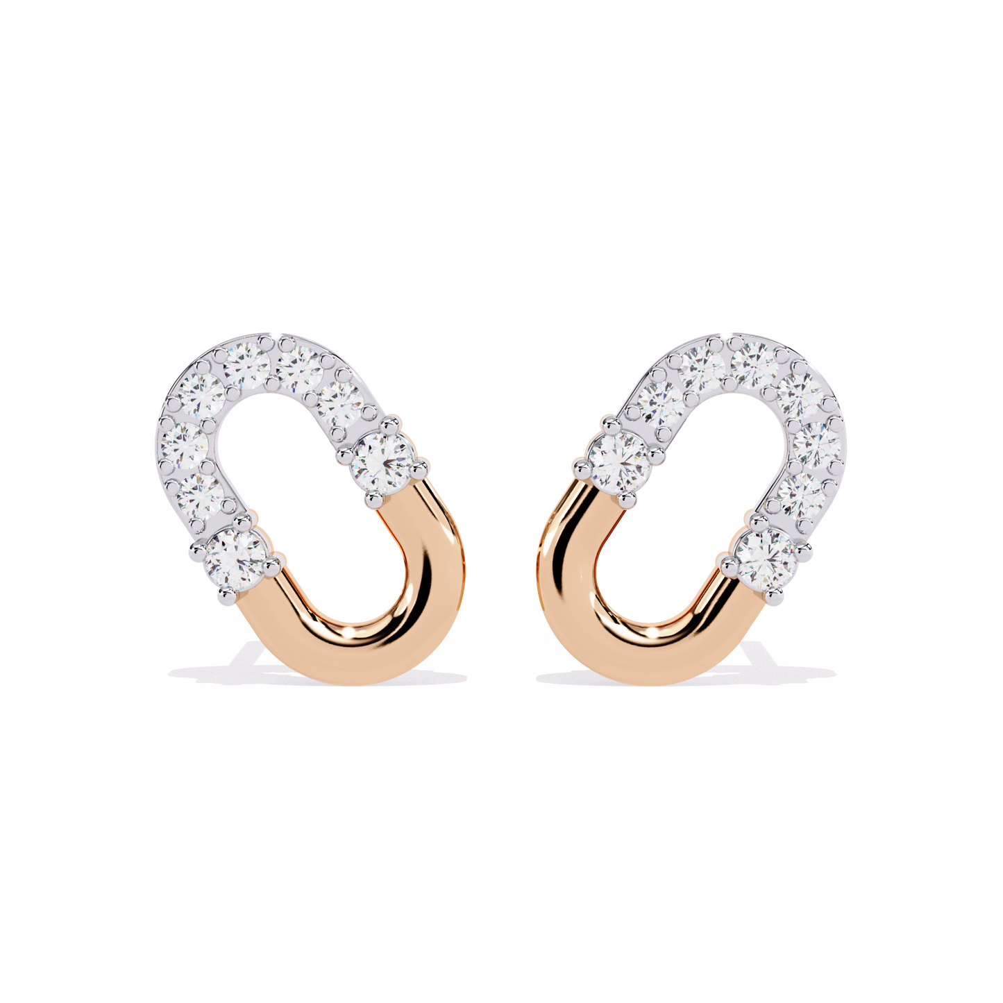 Diamond Bar Loop – Lab Diamond Pavé Lock Earrings in 14K Gold