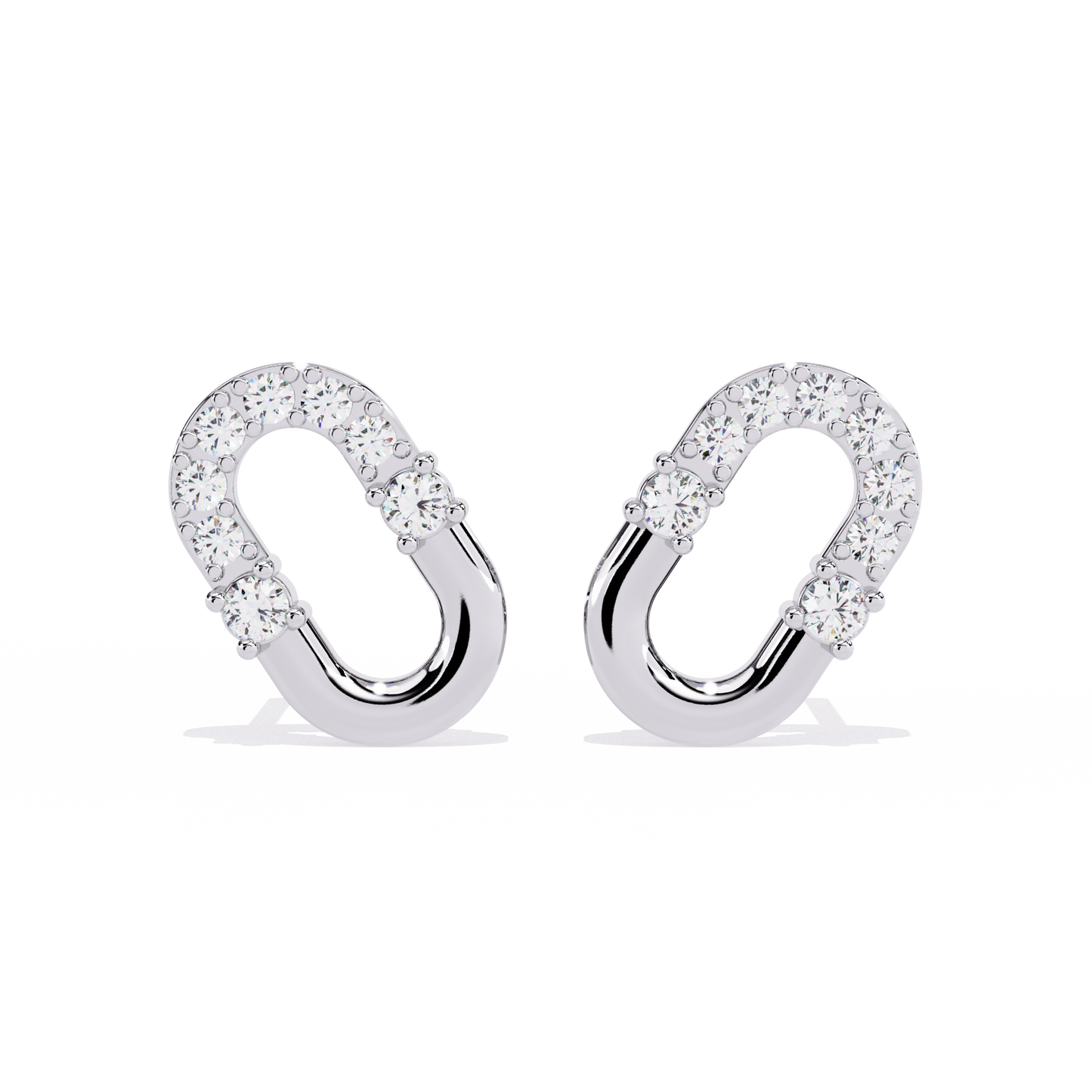 Diamond Bar Loop – Lab Diamond Pavé Lock Earrings in 14K Gold