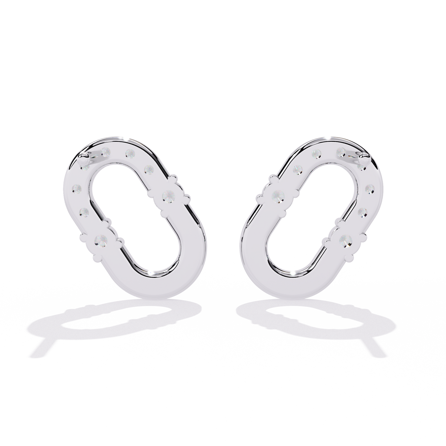 Diamond Bar Loop – Lab Diamond Pavé Lock Earrings in 14K Gold