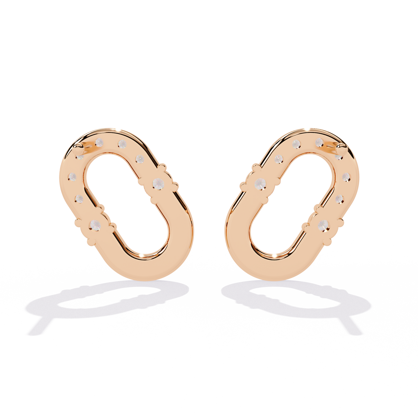 Diamond Bar Loop – Lab Diamond Pavé Lock Earrings in 14K Gold