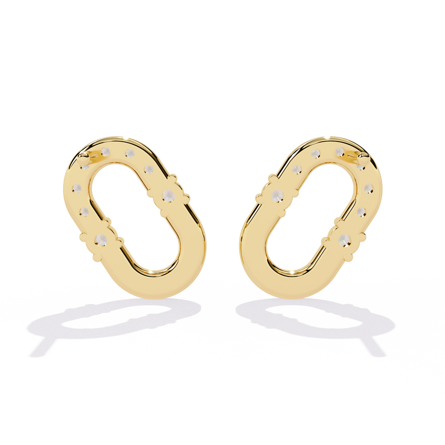 Diamond Bar Loop – Lab Diamond Pavé Lock Earrings in 14K Gold
