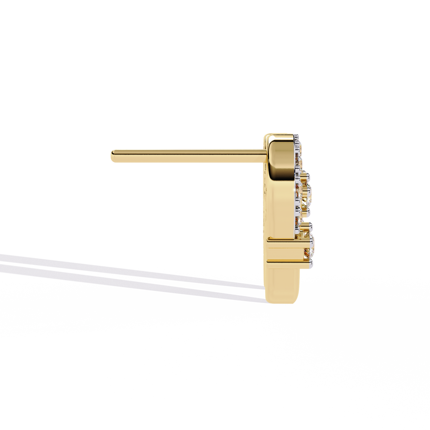 Diamond Bar Loop – Lab Diamond Pavé Lock Earrings in 14K Gold