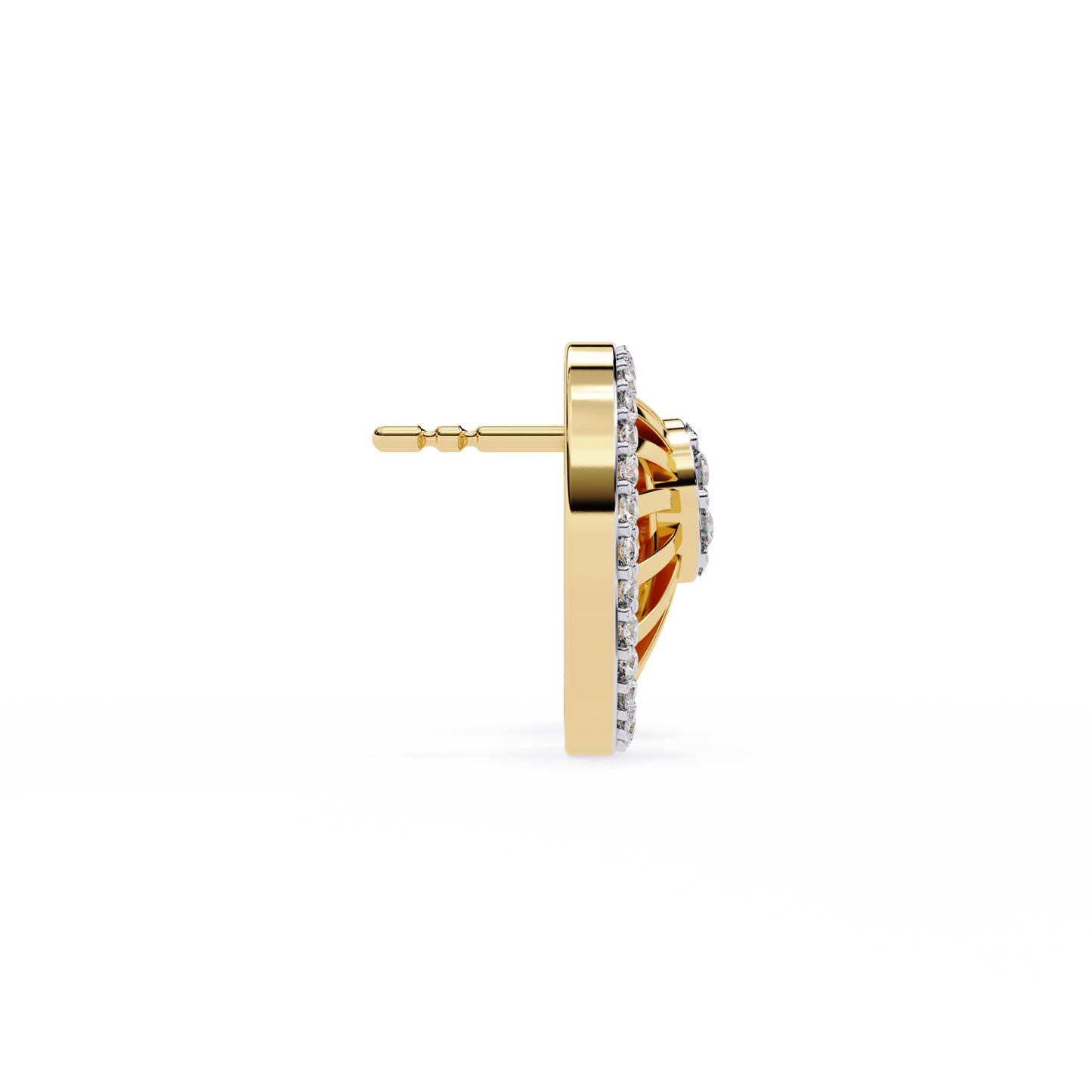 Sunburst Radiance – Diamond Fan Disc Earrings in 14K Gold