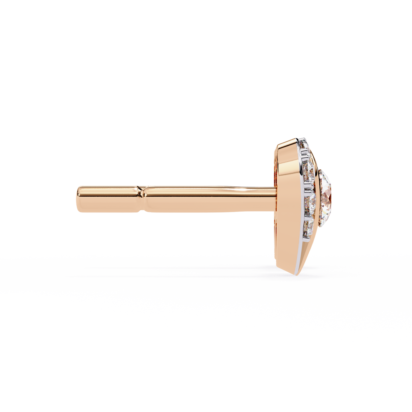 Amour Halo – Heart-Shaped Stud Earrings with Central Diamond in 14K Gold