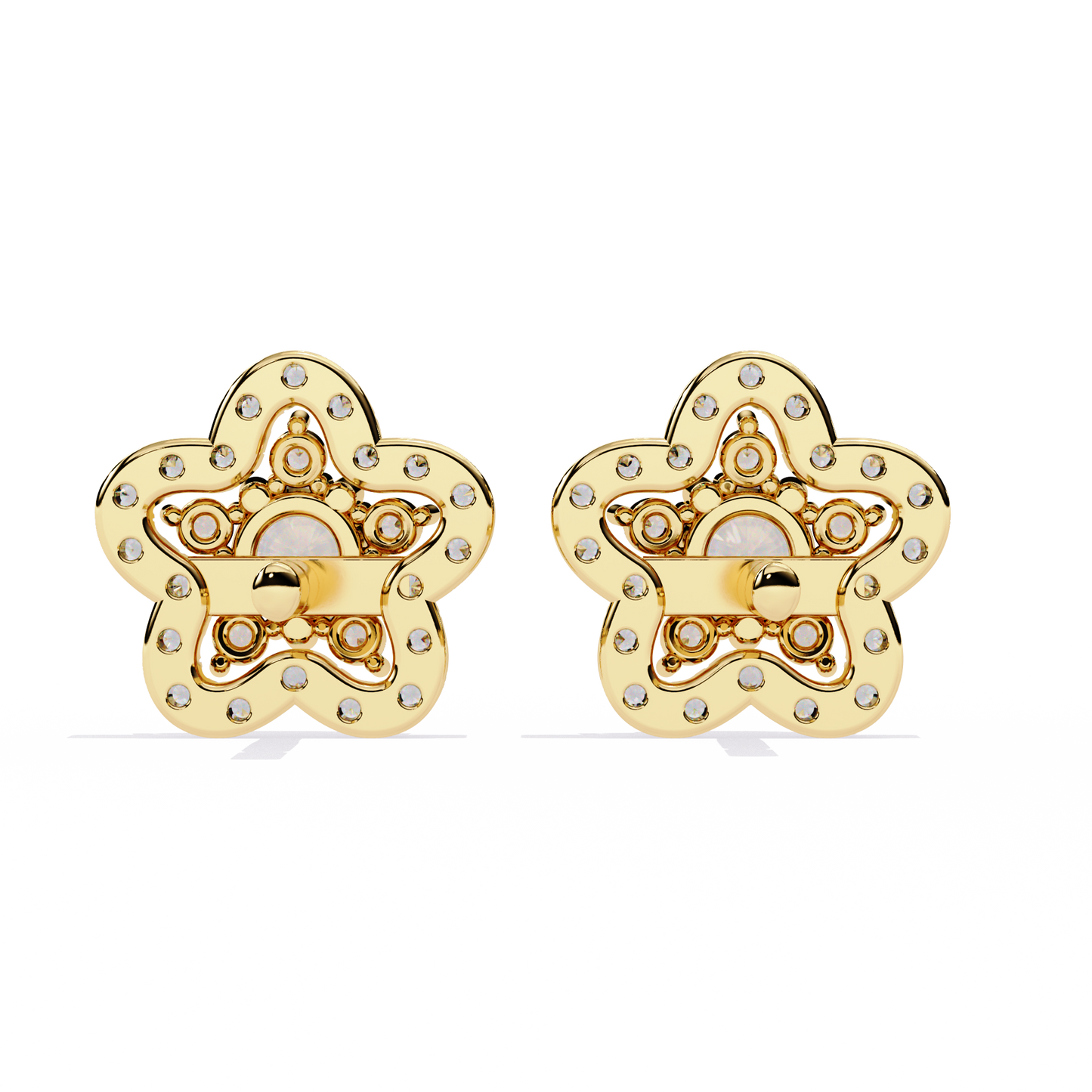 Bloom Cluster – Lab Diamond Floral Stud Earrings in 14K Gold