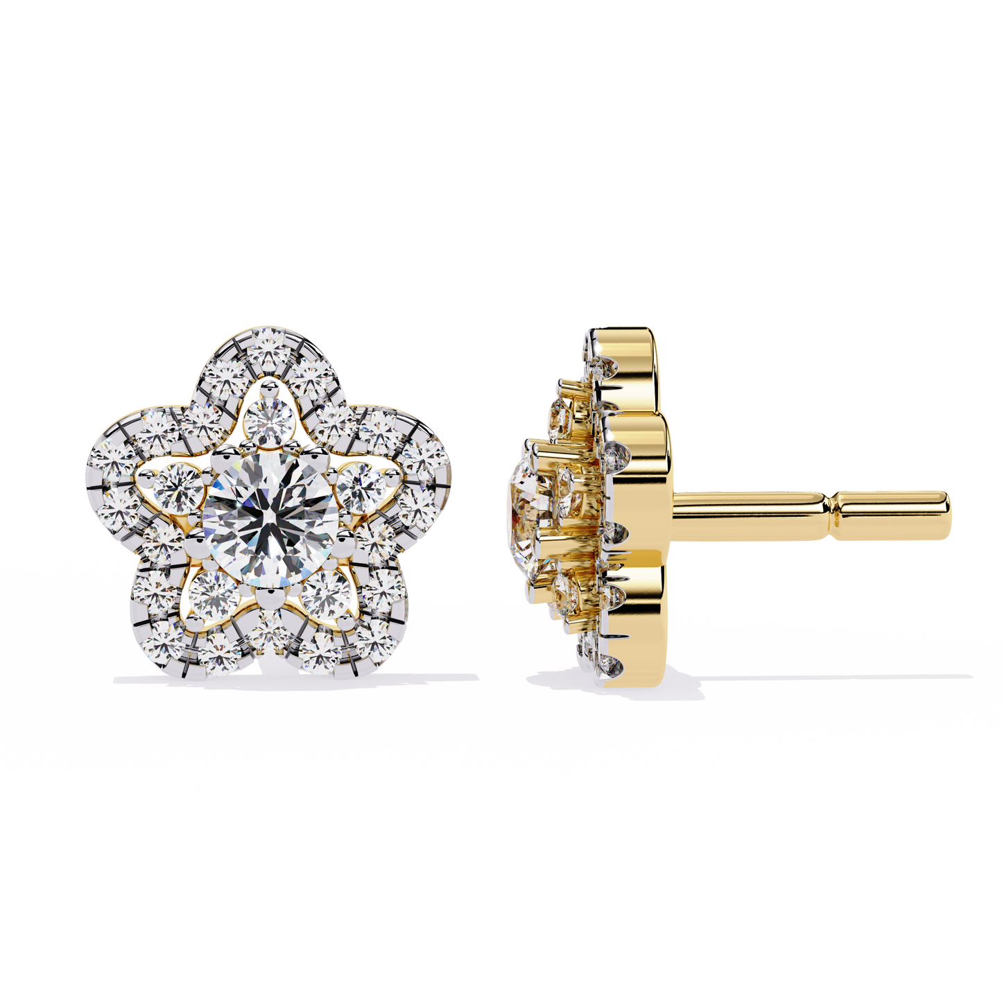 Bloom Cluster – Lab Diamond Floral Stud Earrings in 14K Gold