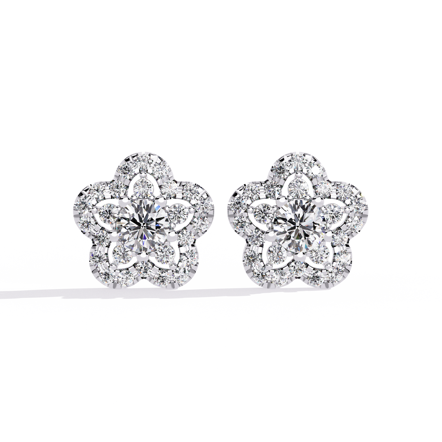 Bloom Cluster – Diamond Floral Stud Earrings in 14K Gold