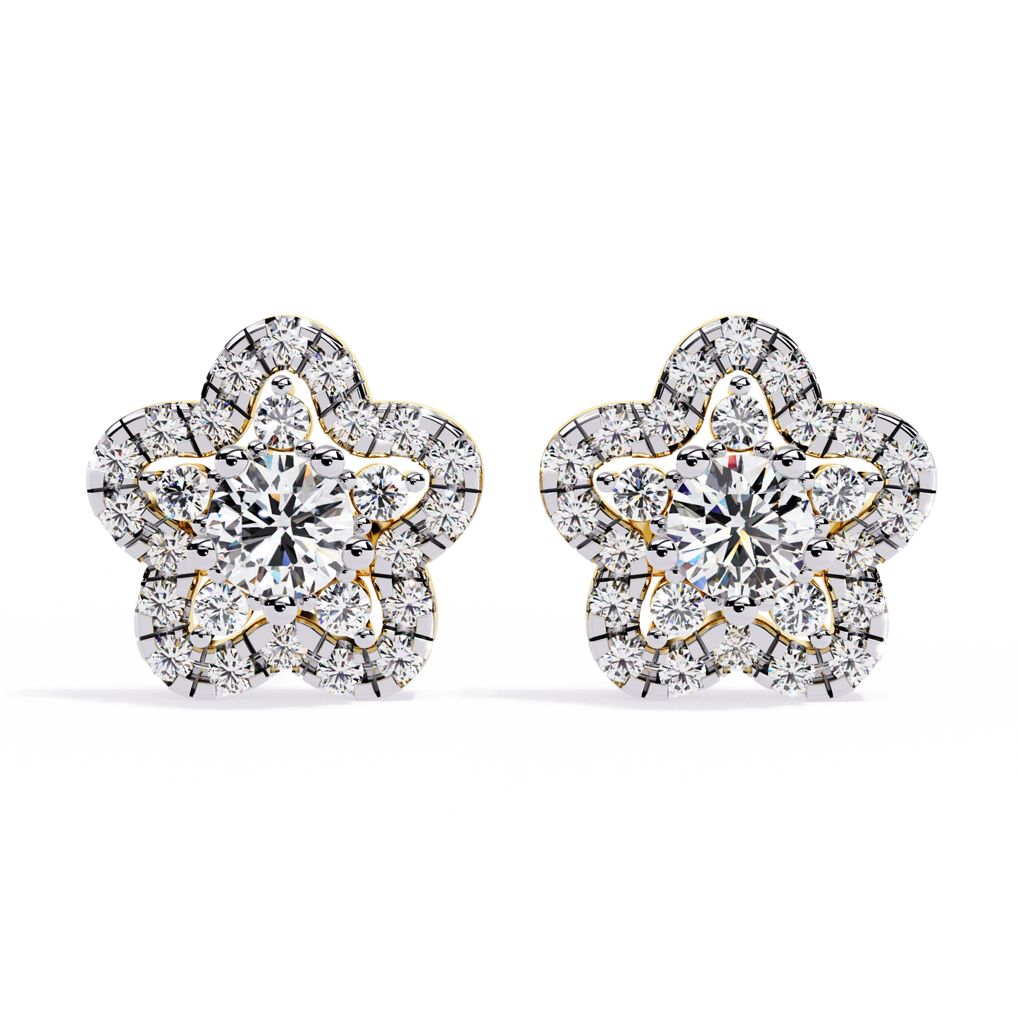 Bloom Cluster – Lab Diamond Floral Stud Earrings in 14K Gold