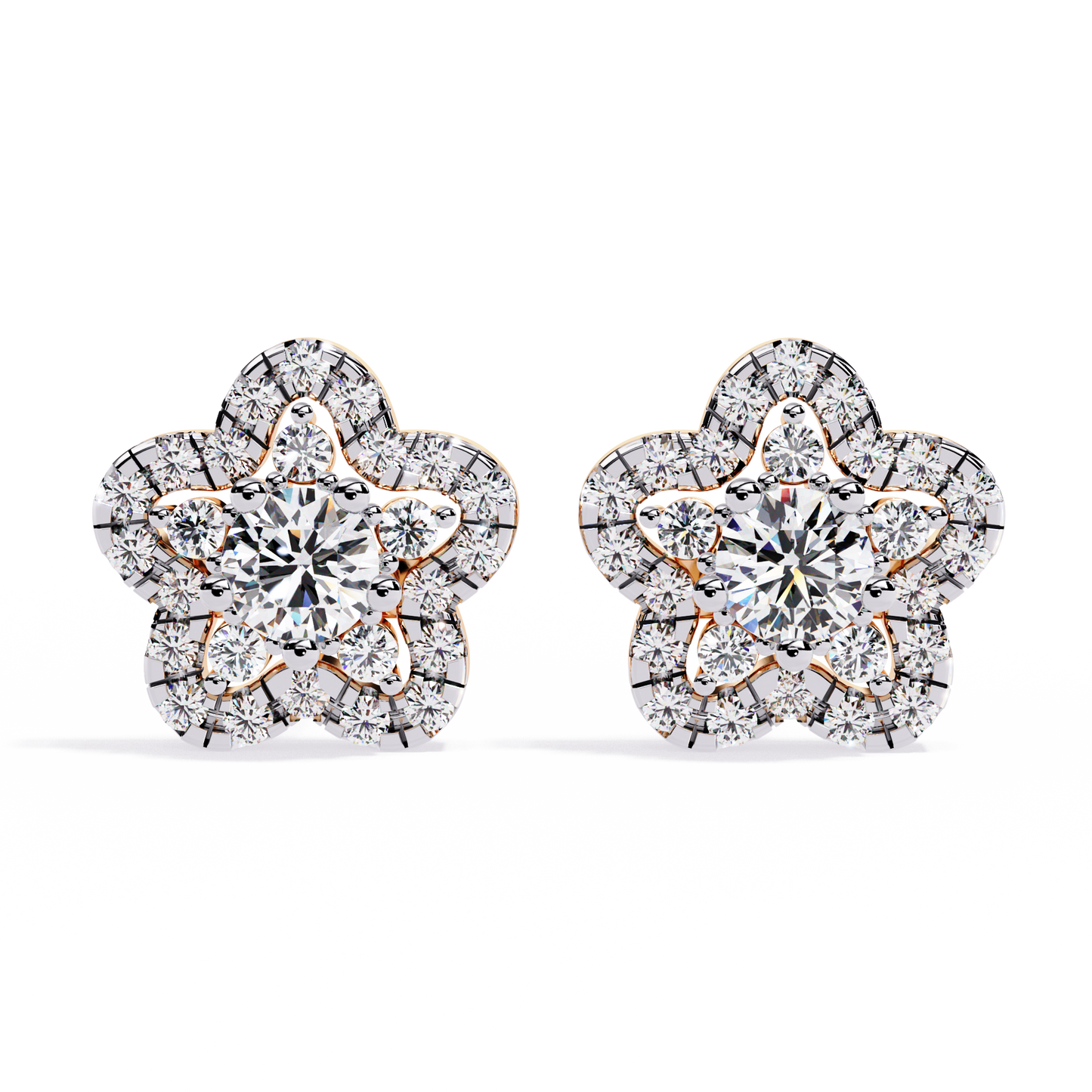Bloom Cluster – Lab Diamond Floral Stud Earrings in 14K Gold