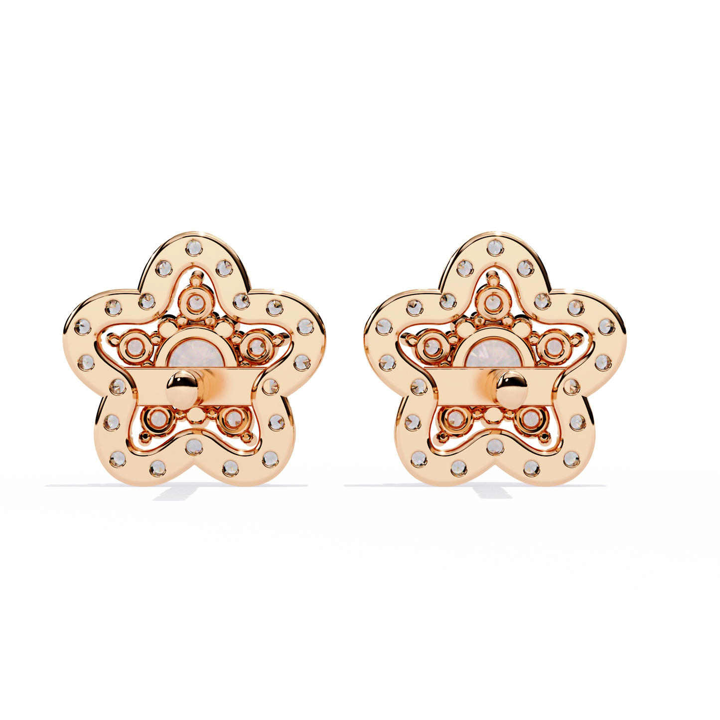 Bloom Cluster – Lab Diamond Floral Stud Earrings in 14K Gold