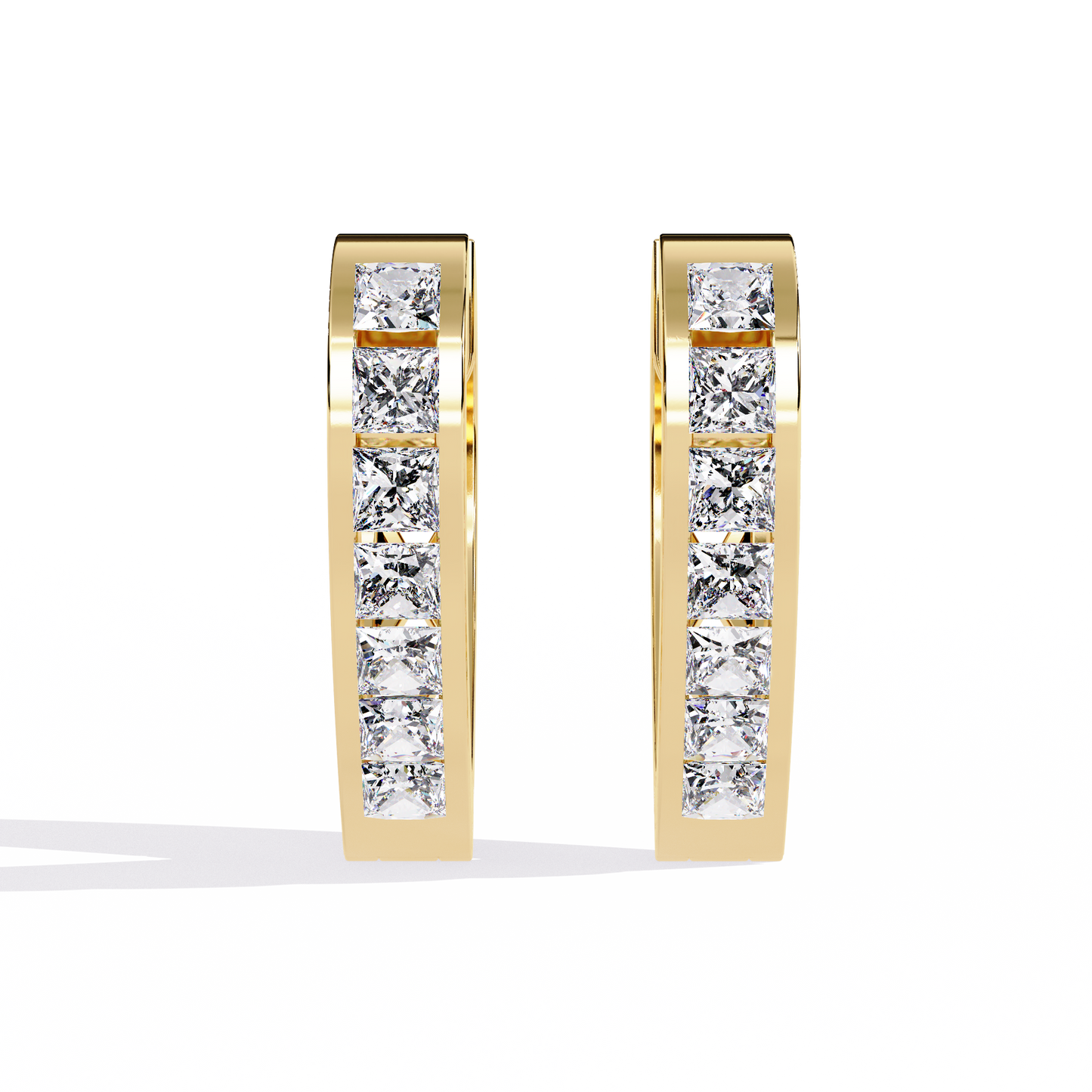 Princess Channel – Lab Diamond Huggie Hoop Earrings in 14K Gold