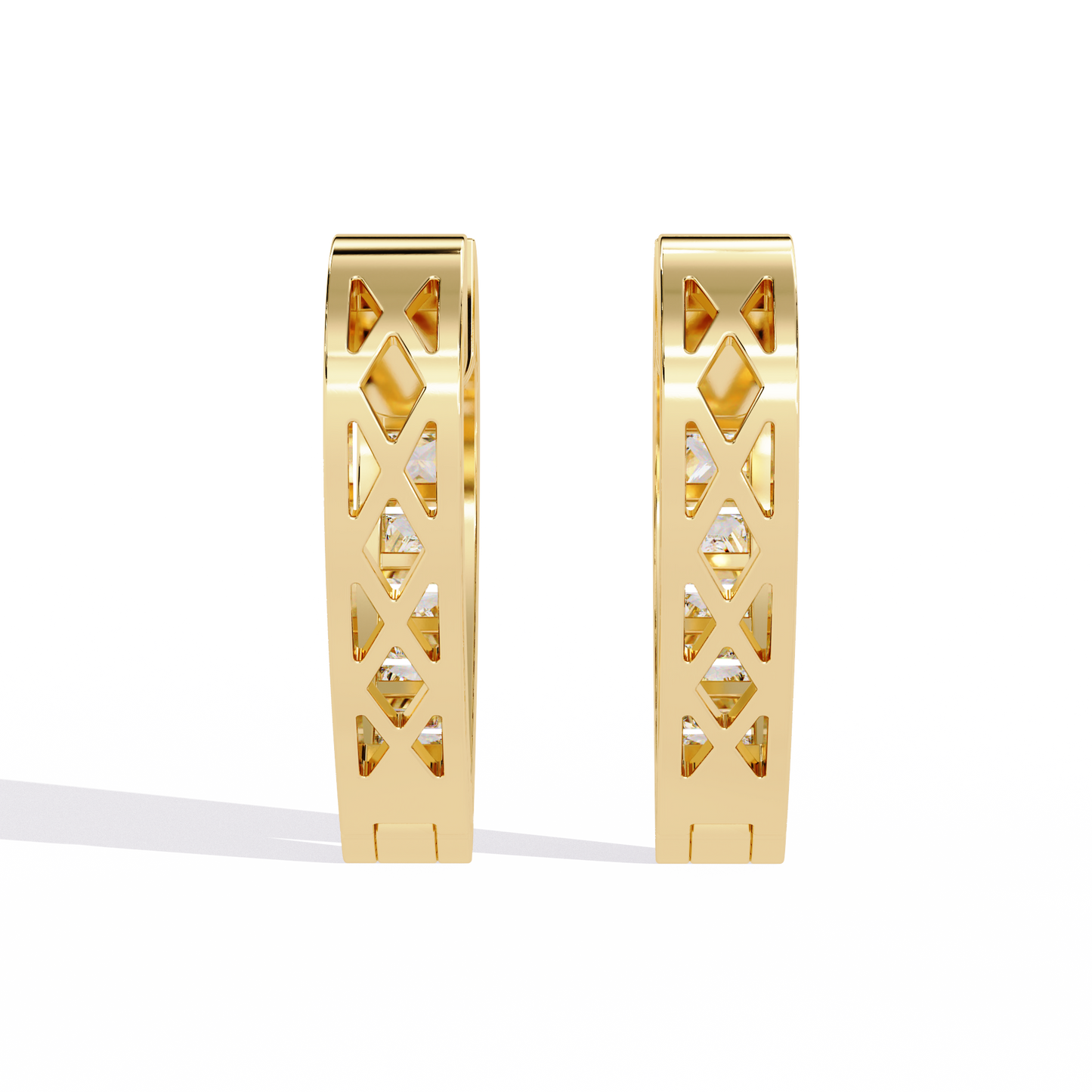Princess Channel – Lab Diamond Huggie Hoop Earrings in 14K Gold