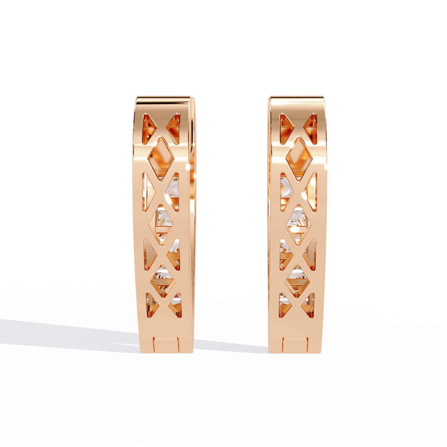 Princess Channel – Lab Diamond Huggie Hoop Earrings in 14K Gold