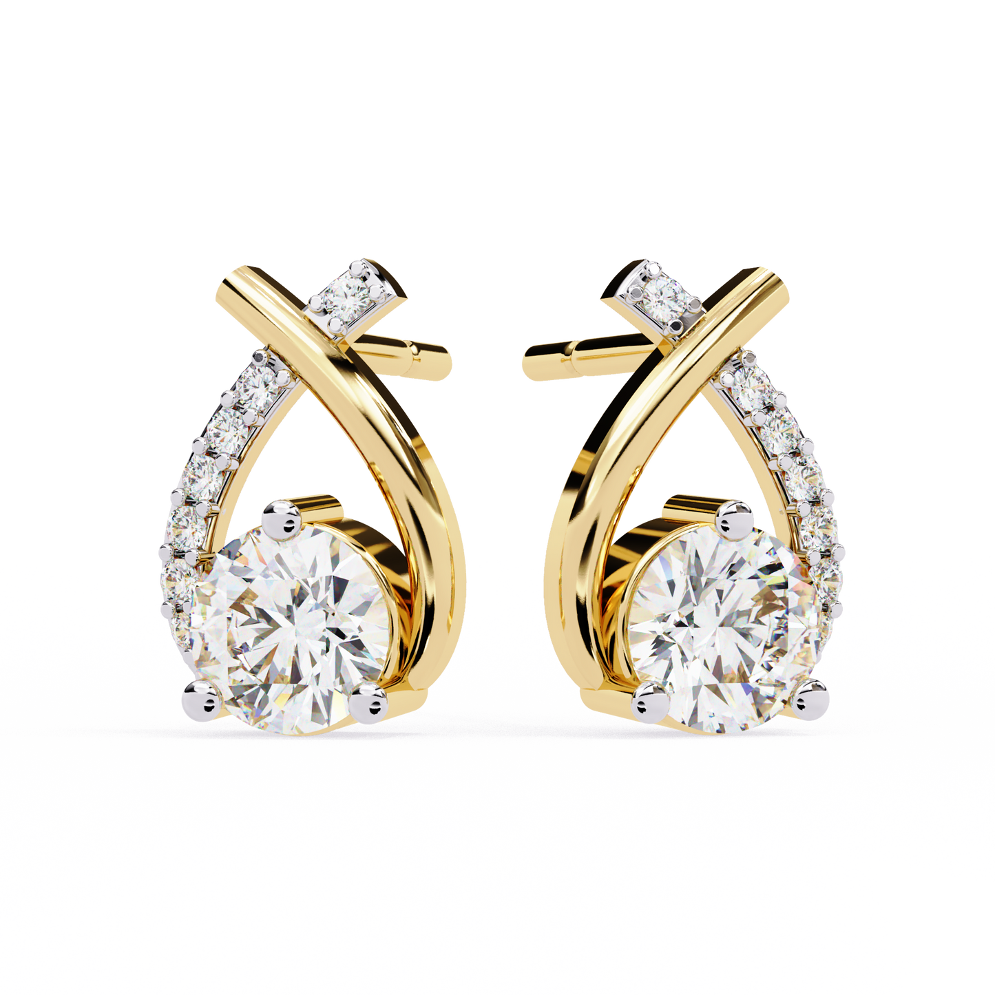 Embrace Curve – Lab Diamond Solitaire Drop Earrings in 14K Gold
