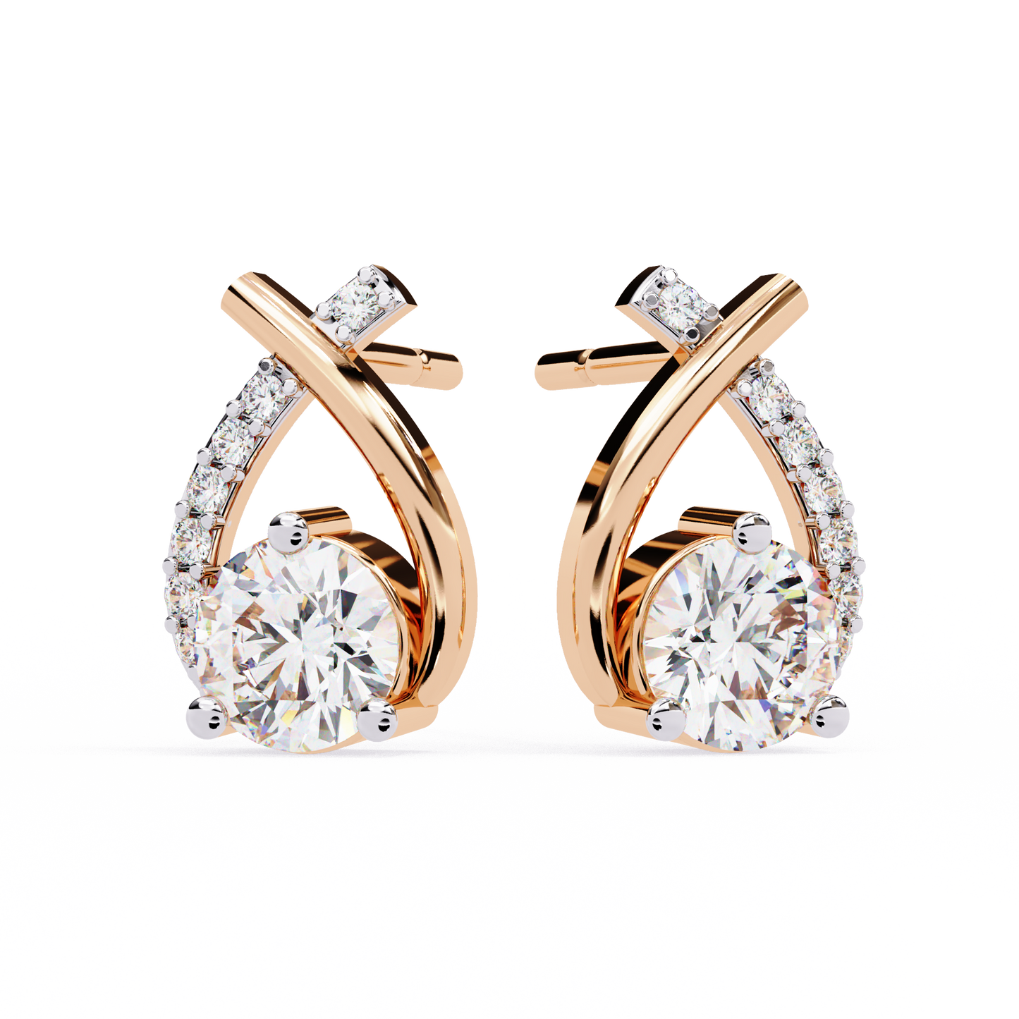 Embrace Curve – Lab Diamond Solitaire Drop Earrings in 14K Gold