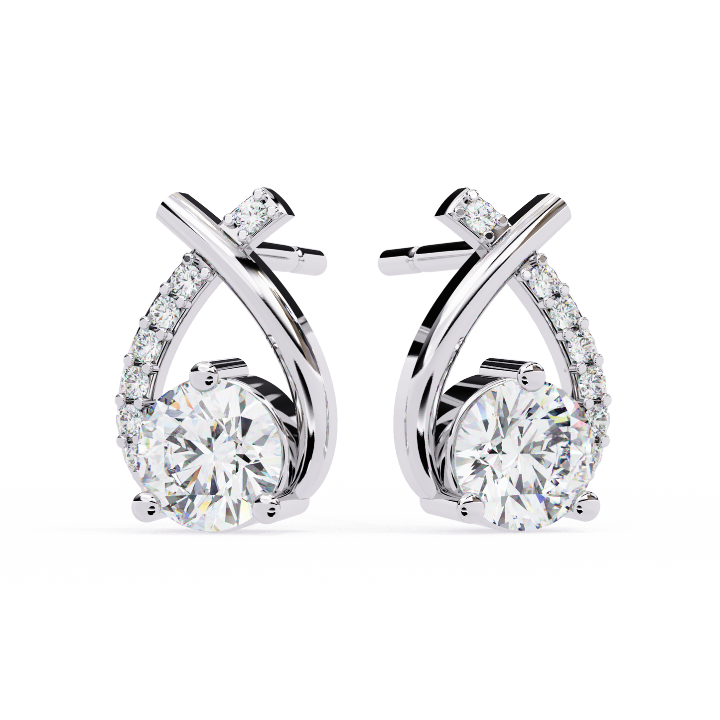 Embrace Curve – Lab Diamond Solitaire Drop Earrings in 14K Gold