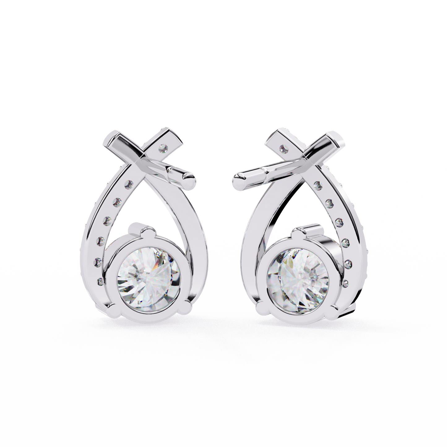 Embrace Curve – Lab Diamond Solitaire Drop Earrings in 14K Gold