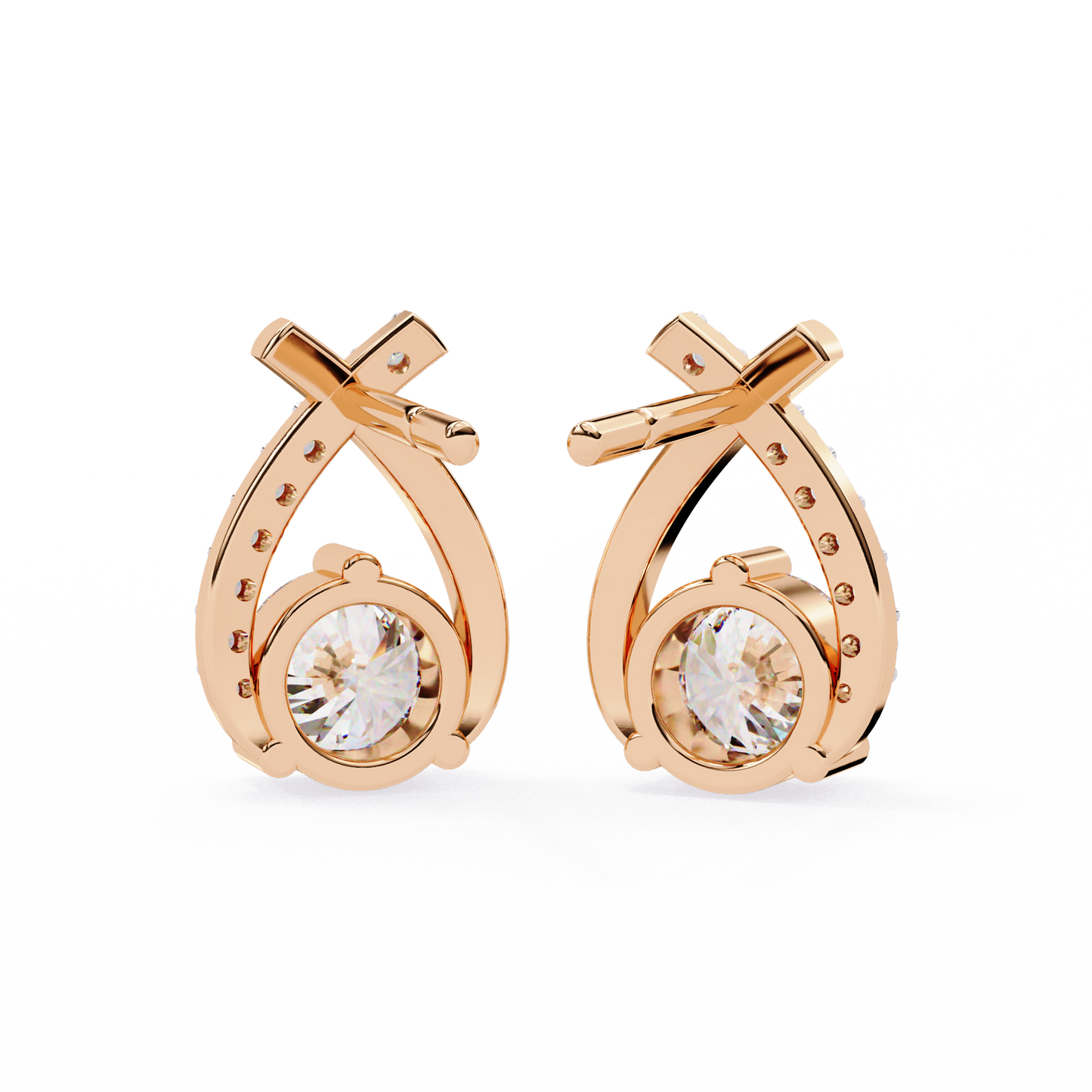 Embrace Curve – Lab Diamond Solitaire Drop Earrings in 14K Gold