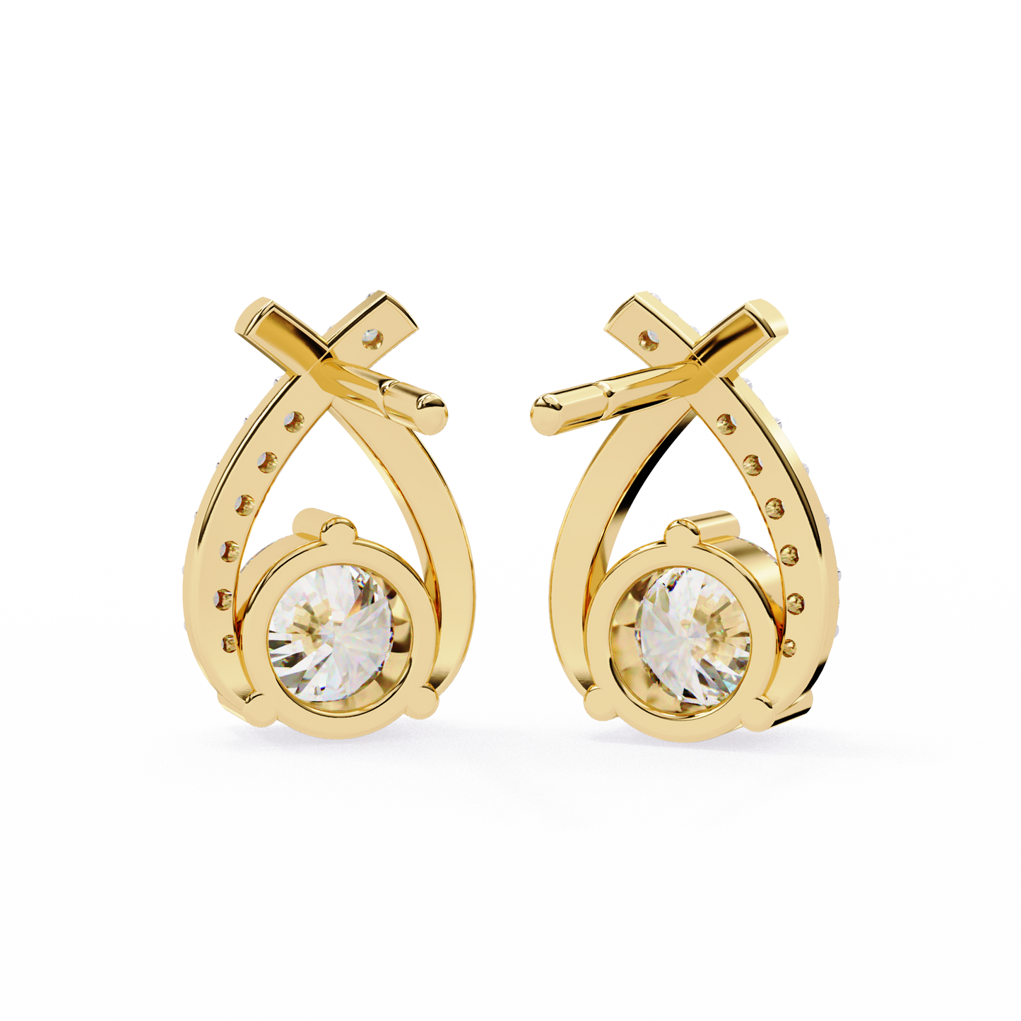 Embrace Curve – Lab Diamond Solitaire Drop Earrings in 14K Gold