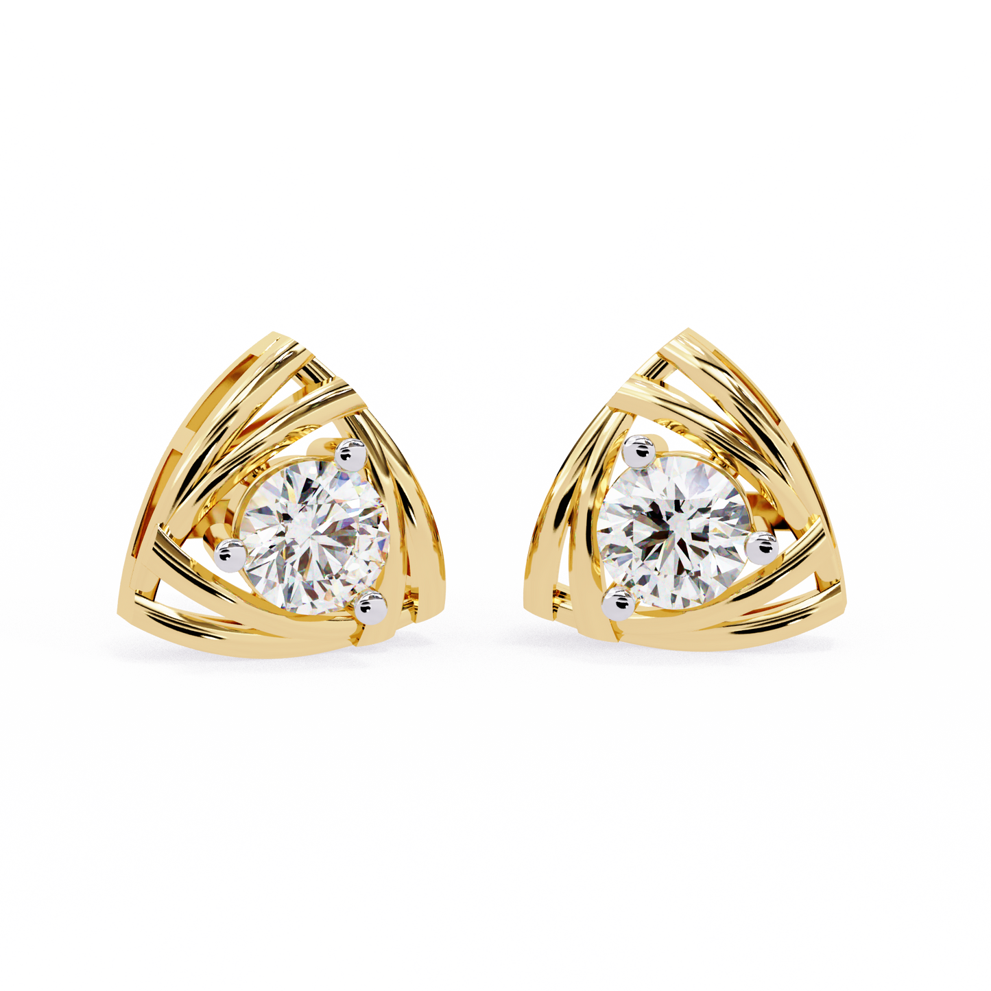 Trinity Wrap – 4.4mm Round Diamond Stud Earrings in 14K Gold