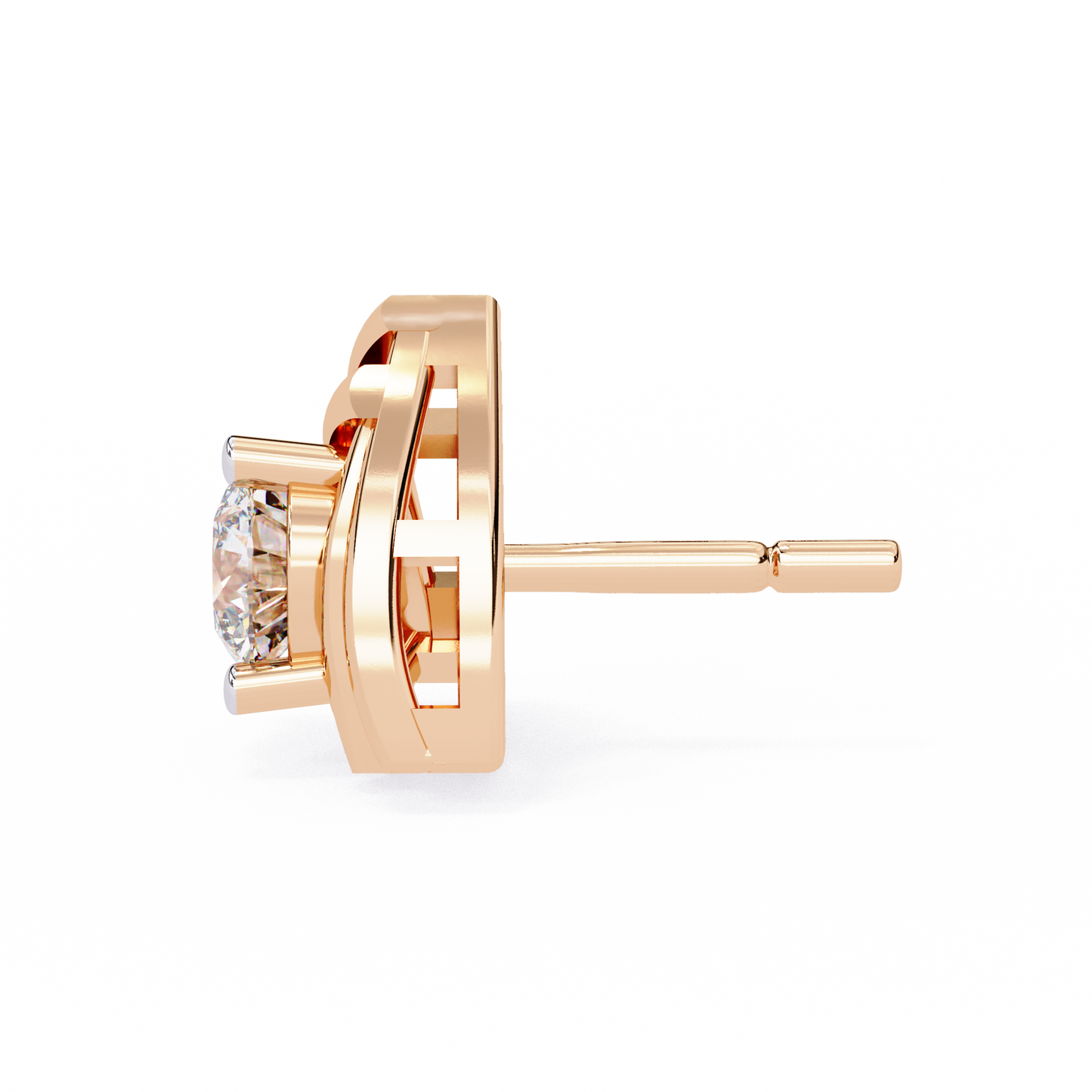 Trinity Wrap – 4.4mm Round Diamond Stud Earrings in 14K Gold