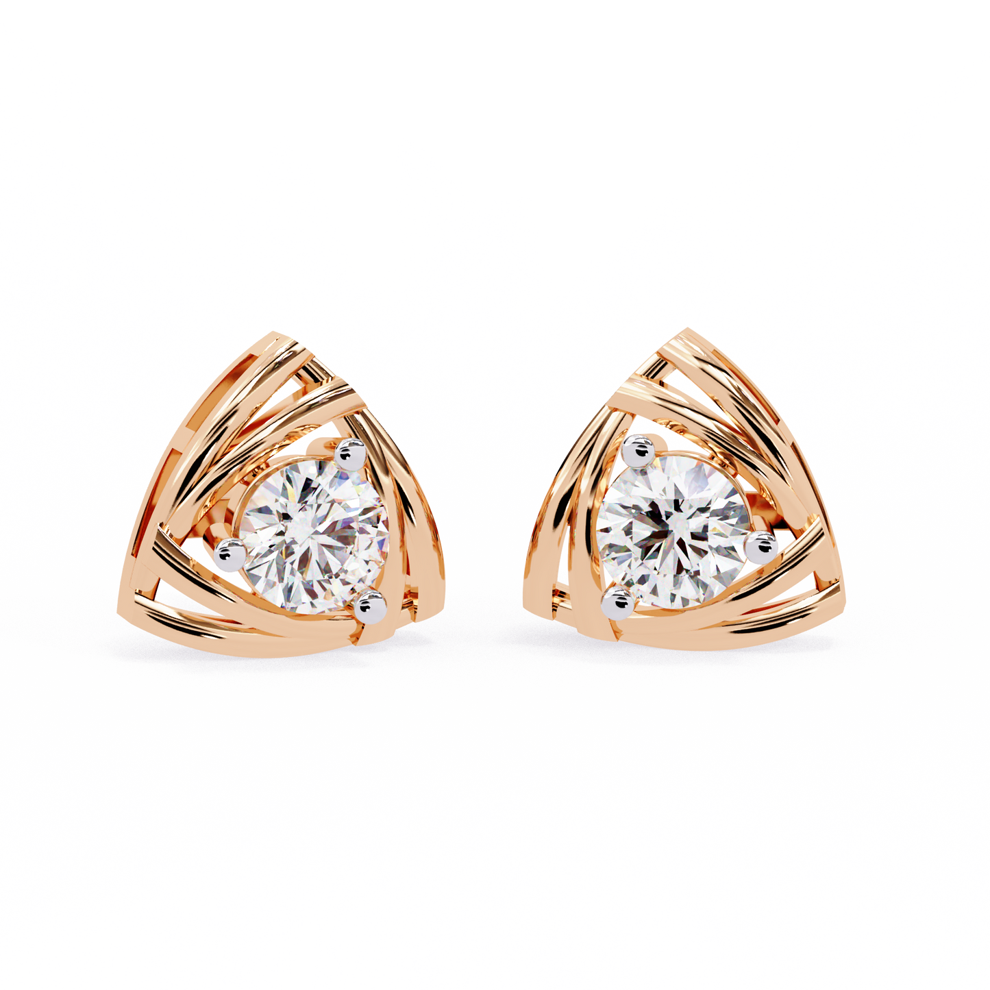 Trinity Wrap – 4.4mm Round Diamond Stud Earrings in 14K Gold