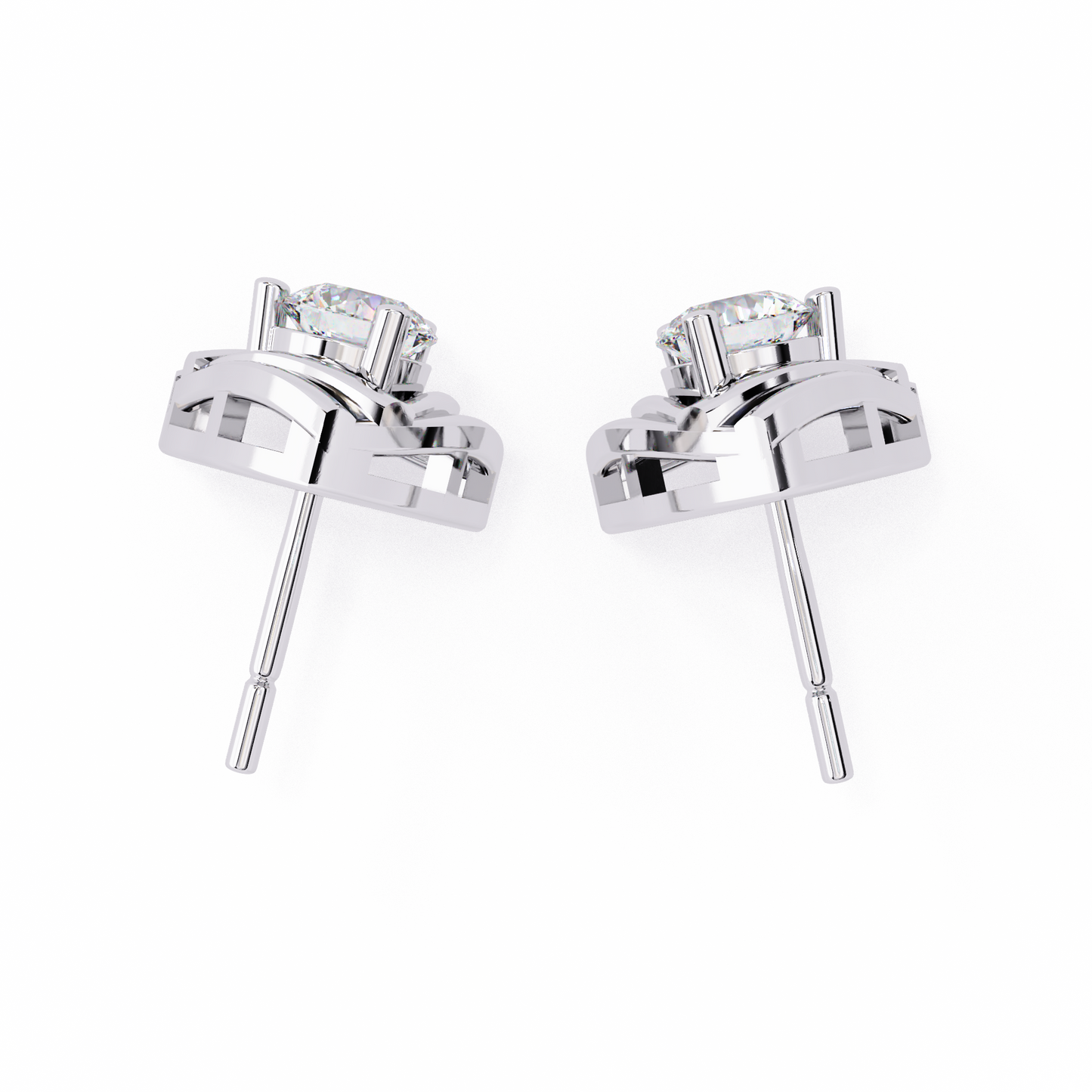 Trinity Wrap – 4.4mm Round Diamond Stud Earrings in 14K Gold