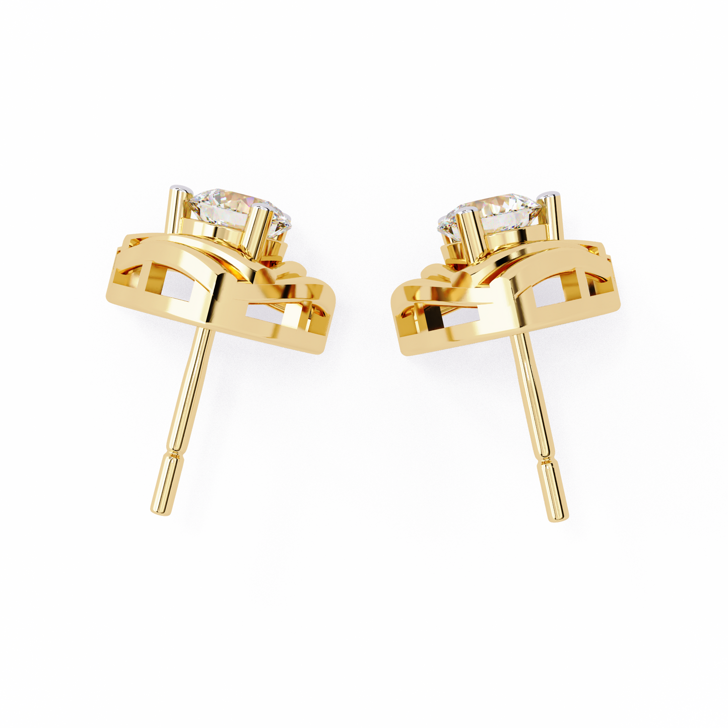 Trinity Wrap – 4.4mm Round Diamond Stud Earrings in 14K Gold