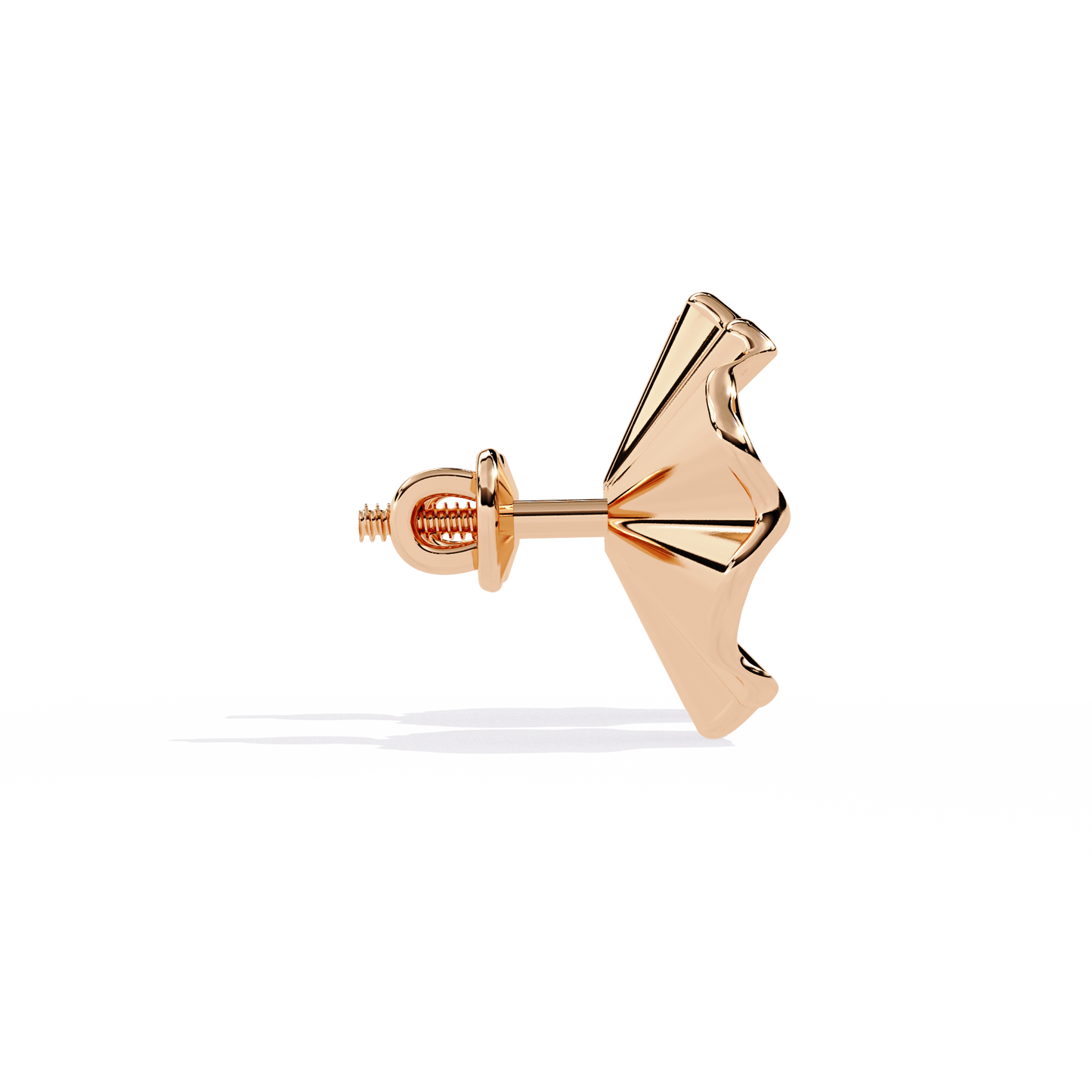 Golden Bloom – Ruffled Gold Studs with Princess Lab Diamond in 14K