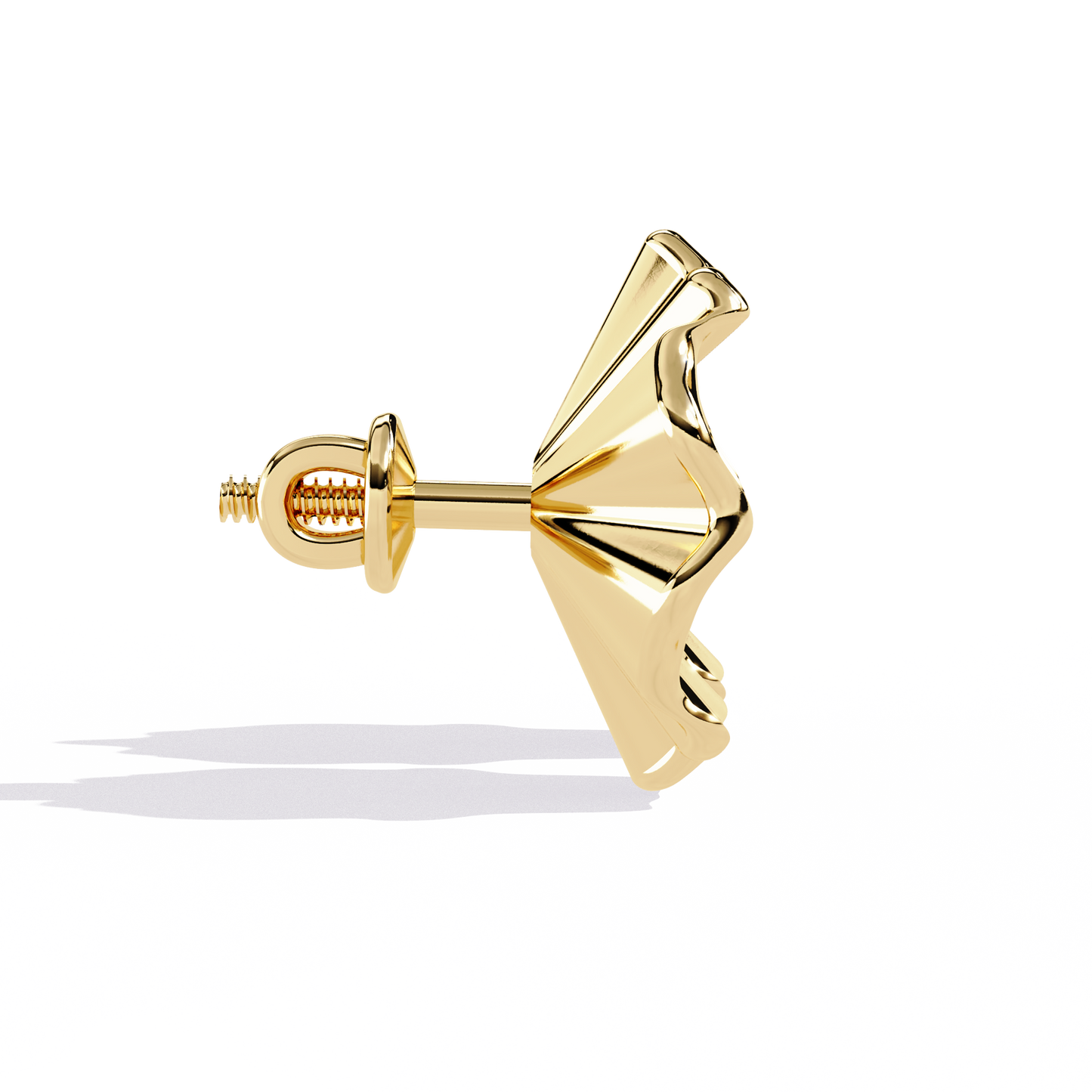 Golden Bloom – Ruffled Gold Studs with Diamond in 14K