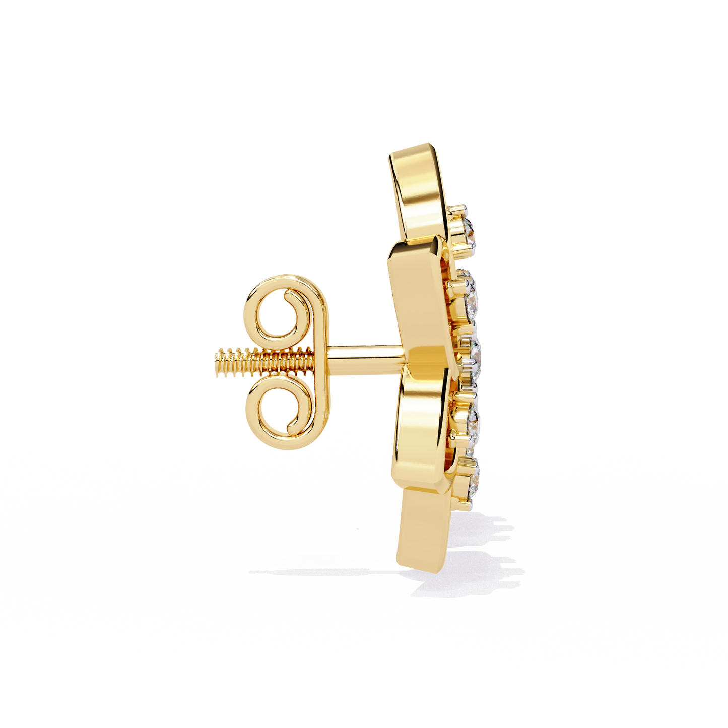 Floral Lattice – Lab Diamond Petal Stud Earrings in 14K Gold