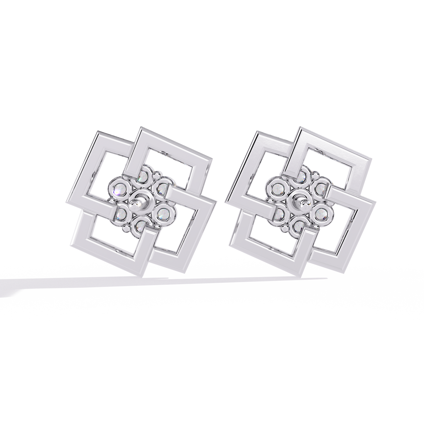 Geo Bloom – Diamond Cluster Stud Earrings in 14K Gold