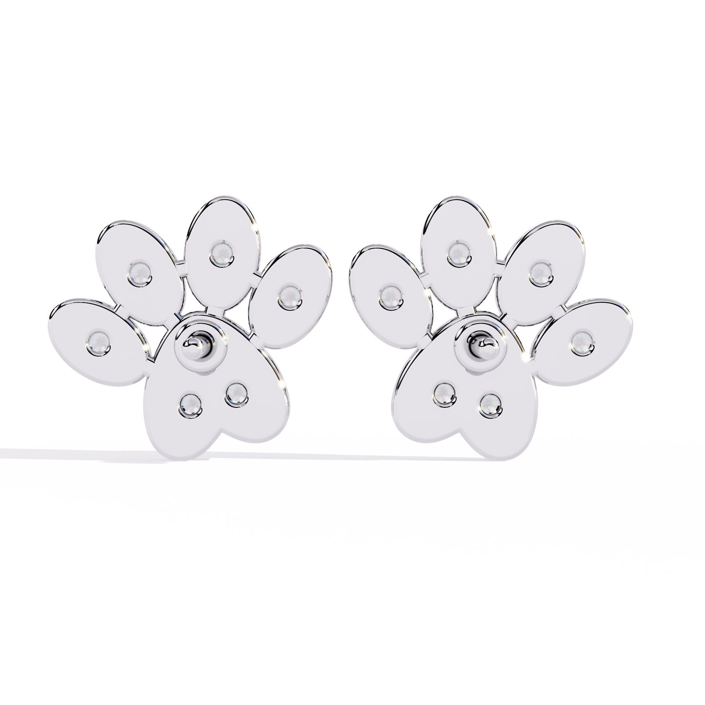 Paw Print – Lab Diamond Pet-Inspired Stud Earrings in 14K Gold