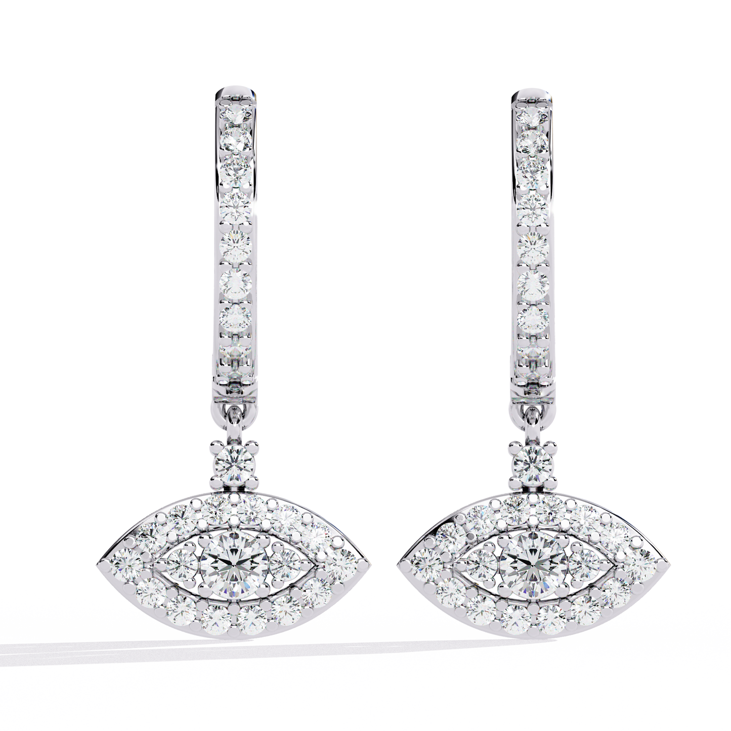 Marquise Drop – Lab Diamond Evil Eye-Inspired Dangle Earrings in 14K Gold